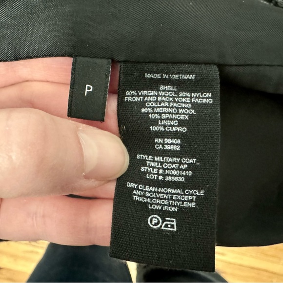 Theory Charcoal Wool Twill Military Coat Size Small 4 Worn once! $795 - Picture 8 of 8